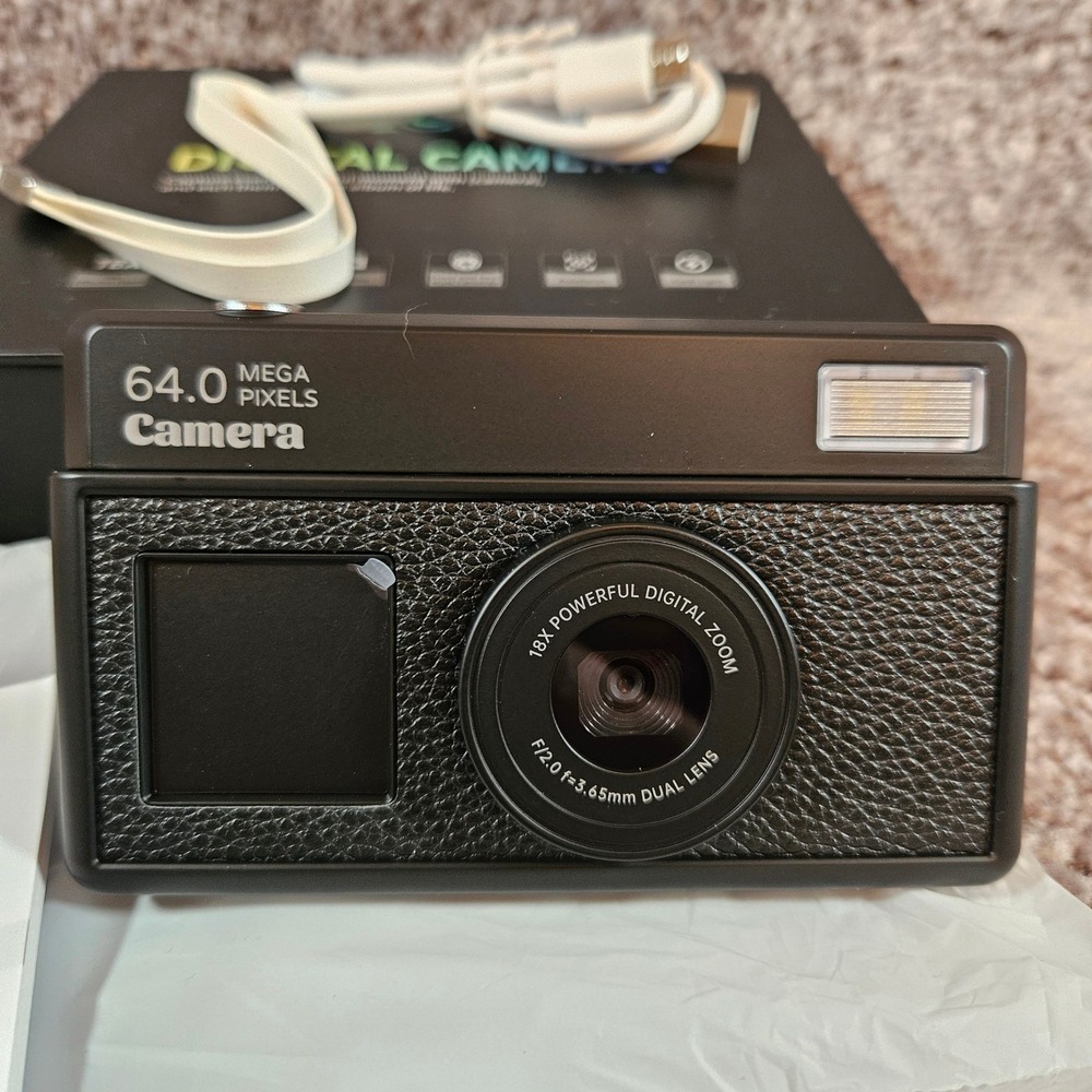K8 Digital Camera 64MP 4K Video 18X Digital Zoom Dual Lens 2.8 Inch Screen Black